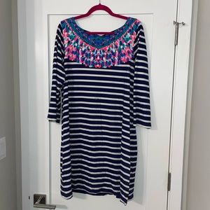 NWOT Lilly Pulitzer Bay Dress in Bright Navy Island Medallion Stripe